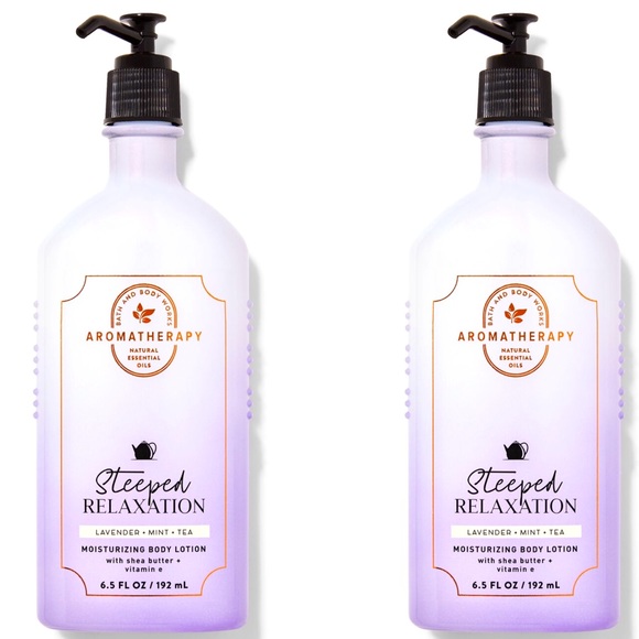 2 BATH BODY WORKS AROMATHERAPY STEEPED RELAXATION LAVENDER MINT TEA LOTION CREAM - Picture 1 of 2
